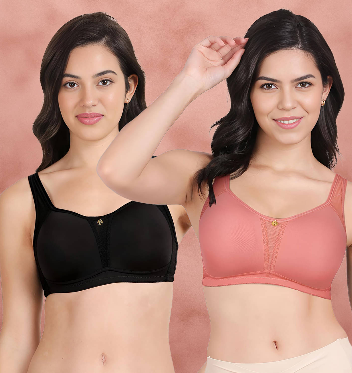 Taabu Pack of 2 Nylon Lightly Padded Women's Minimizer Bra ( Multicolor ) taab-c2b-1480 Taabu Pack of 2 Nylon Lightly Padded Women's Minimizer Bra ( Multicolor ) taab-c2b-1480