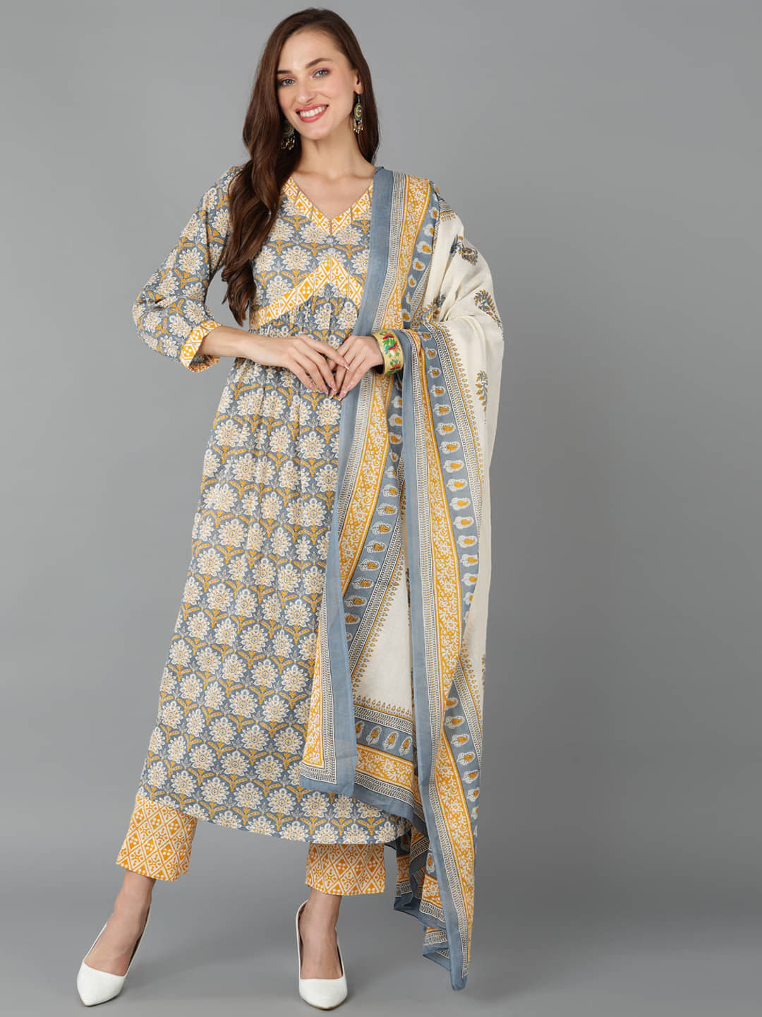 Vaamsi Cotton Printed Kurti With Pants Women's Stitched Salwar Suit - Blue ( Pack of 1 ) Vaamsi Cotton Printed Kurti With Pants Women's Stitched Salwar Suit - Blue ( Pack of 1 )