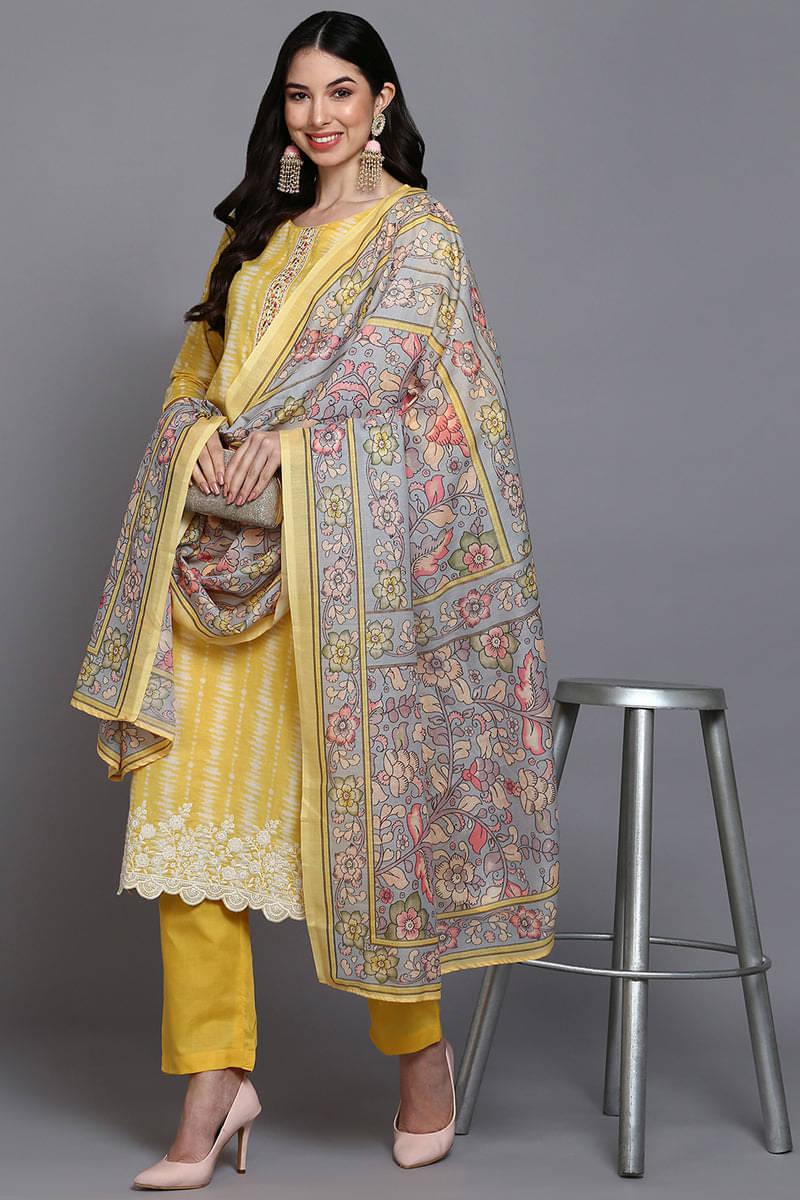     			Vaamsi Rayon Printed Kurti With Pants Women's Stitched Salwar Suit - Yellow ( Pack of 1 )