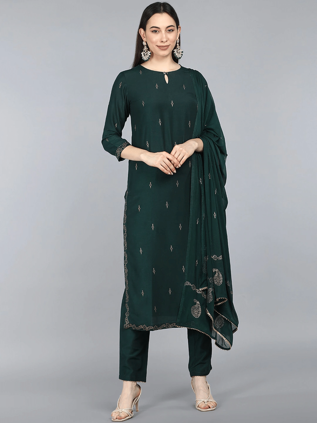     			Vaamsi Silk Printed Kurti With Pants Women's Stitched Salwar Suit - Green ( Pack of 1 )