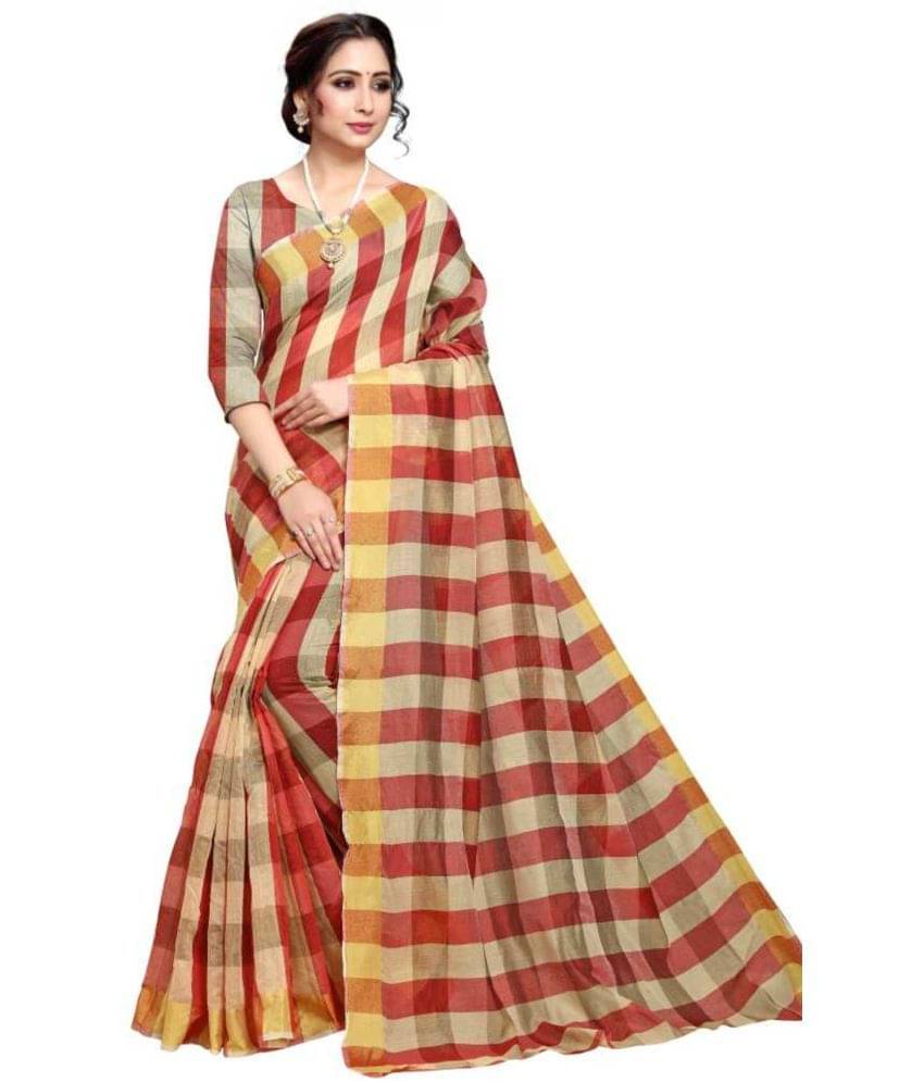     			Vkaran Cotton Silk Self Design Saree Without Blouse Piece ( Maroon )