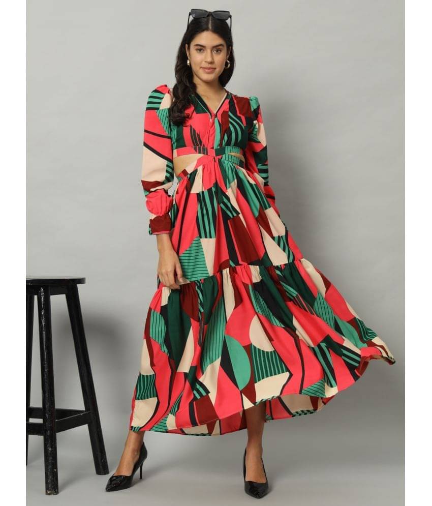     			ZWERLON Women Crepe Solid Cut Out Dress ( Red )