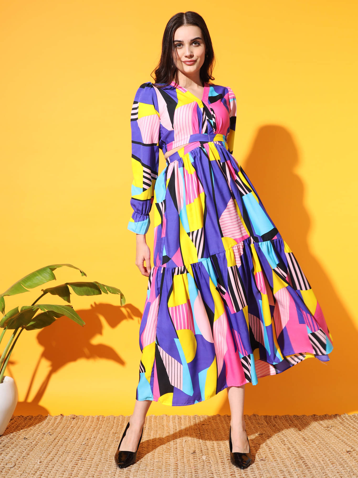 ZWERLON Women Crepe Solid Cut Out Dress ( Blue ) ZWERLON Women Crepe Solid Cut Out Dress ( Blue )