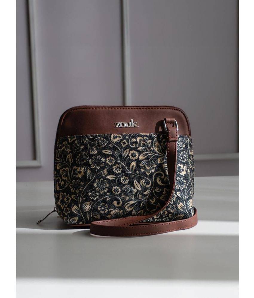     			Zouk Sling Bag Jute Set of 1 ( Black )