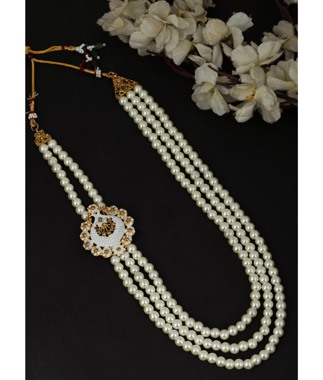     			Pearl beads Dulha groom sherwani Necklace/Moti Mala for Men for wedding | Exquisite Groom Mala | Perfect for Grooms