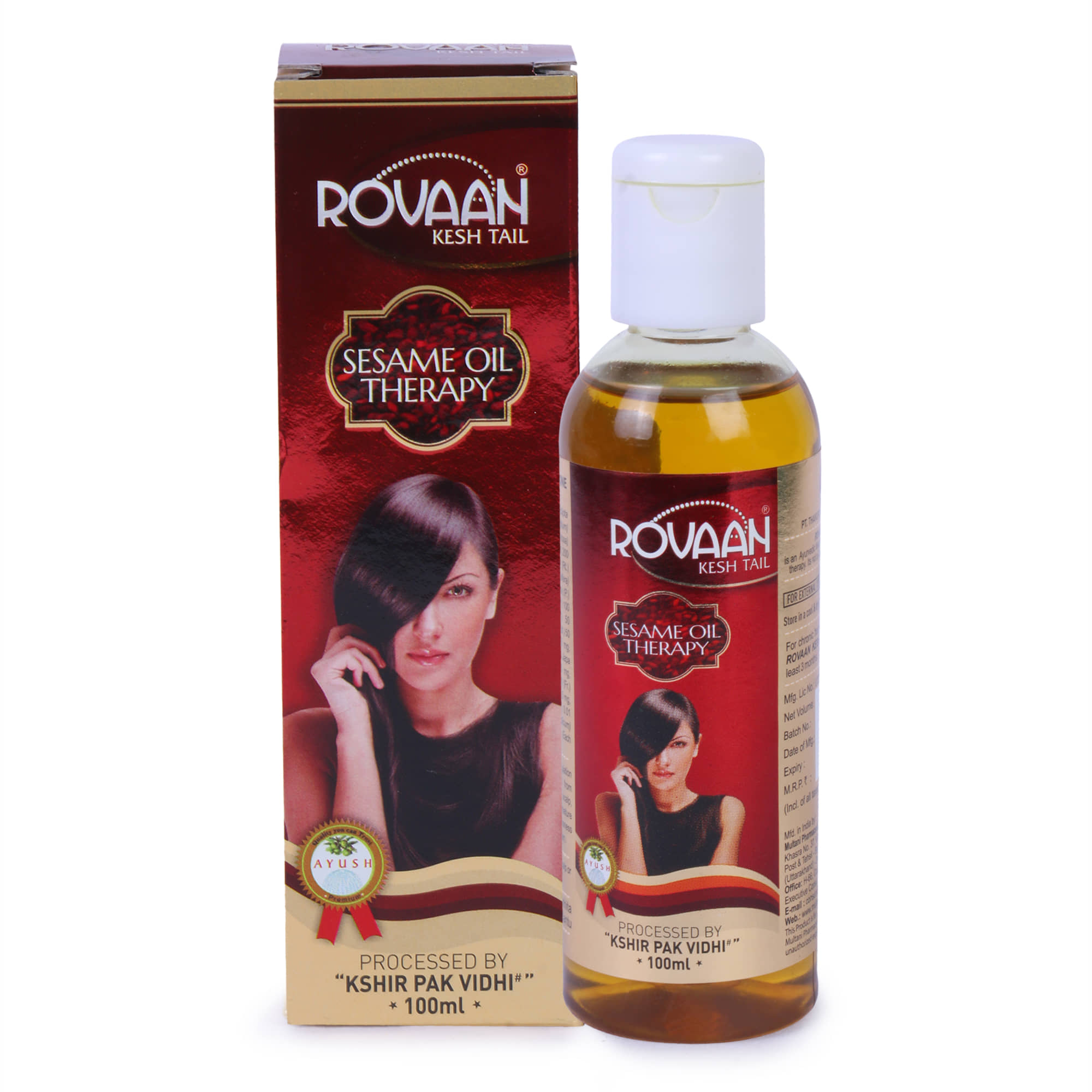 Rovaan Kesh Tail (Hair Oil) With Sesame Oil Threapy Repair Hair Thinning & Premature Graying - 100ml (Pack of 2)