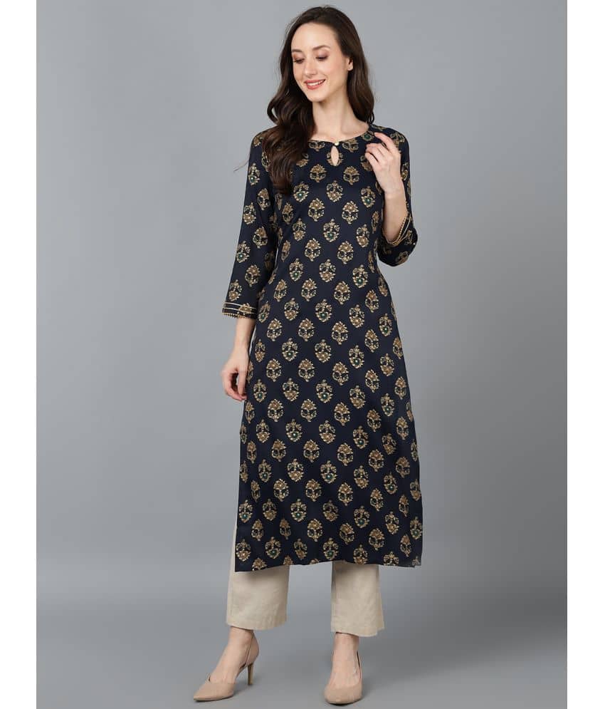 Vaamsi Cotton Blend Printed Straight Women's Kurti - Black ( Pack of 1 ) - Kurtis, Tunics | Buy online on ZillyBuy