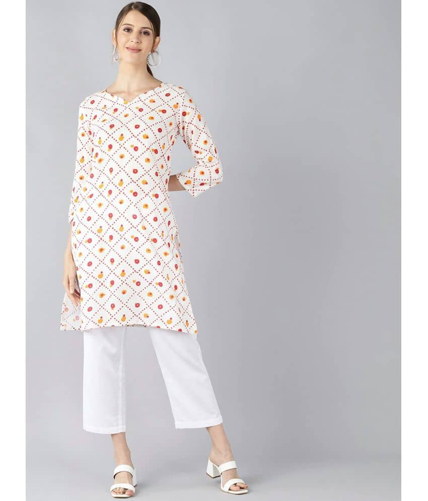 Vaamsi Cotton Printed Straight Women's Kurti - White ( Pack of 1 ) - Kurtis, Tunics | Buy online on ZillyBuy