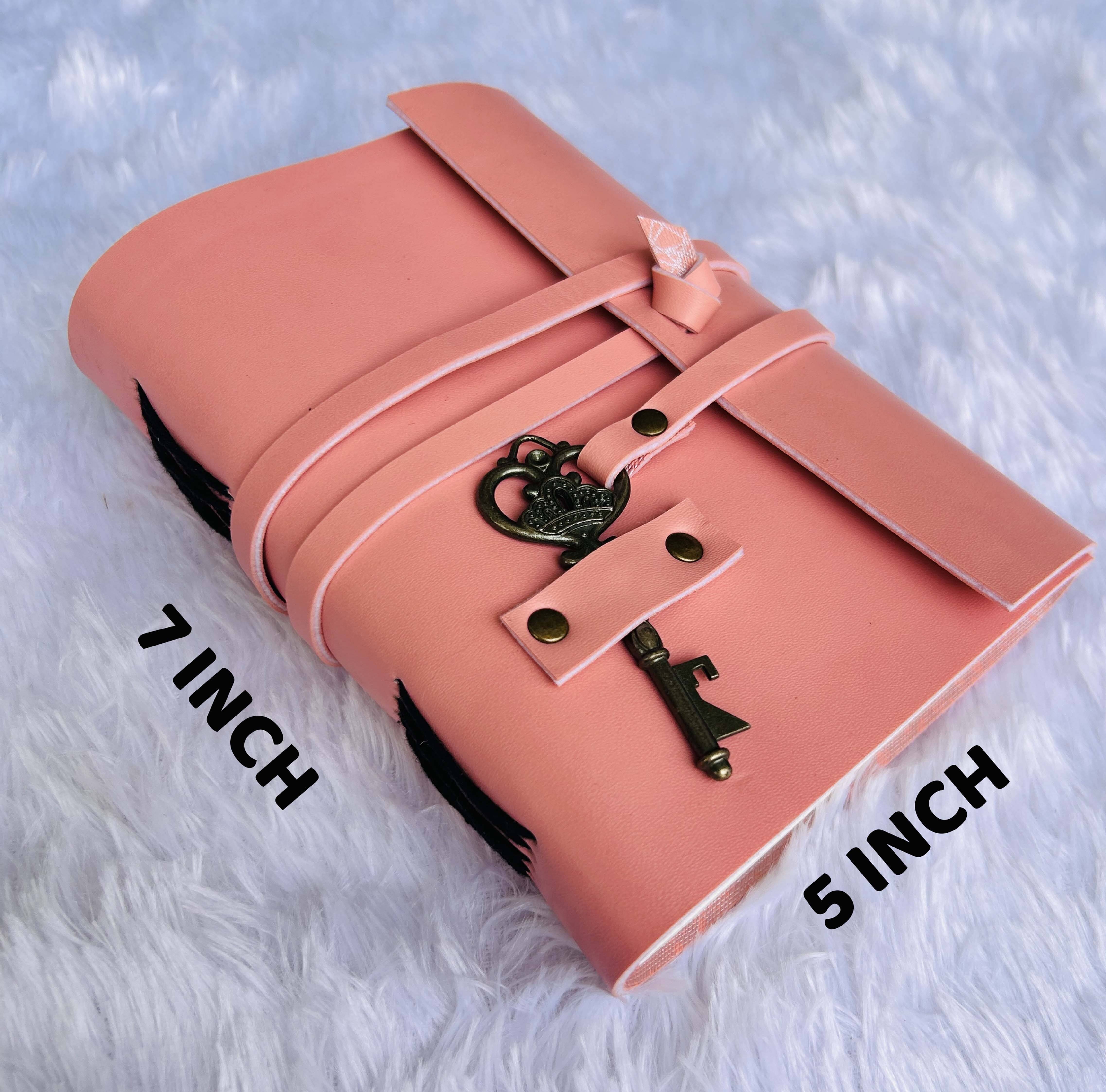 Vintage Leather journal with button lock pattern pink 5*7 inches A5 200 pages 120 GSM Vintage Leather journal with button lock pattern pink 5*7 inches A5 200 pages 120 GSM