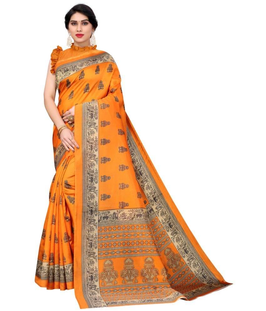 Aadvika Art Silk Printed Saree With Unstitched Blouse Piece ( Black ) Aadvika Art Silk Printed Saree With Unstitched Blouse Piece ( Black )