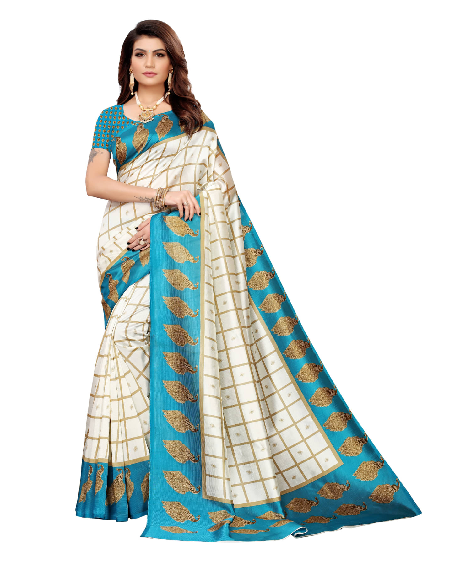 Aadvika Art Silk Printed Saree With Unstitched Blouse Piece ( Multicolour ) Aadvika Art Silk Printed Saree With Unstitched Blouse Piece ( Multicolour )
