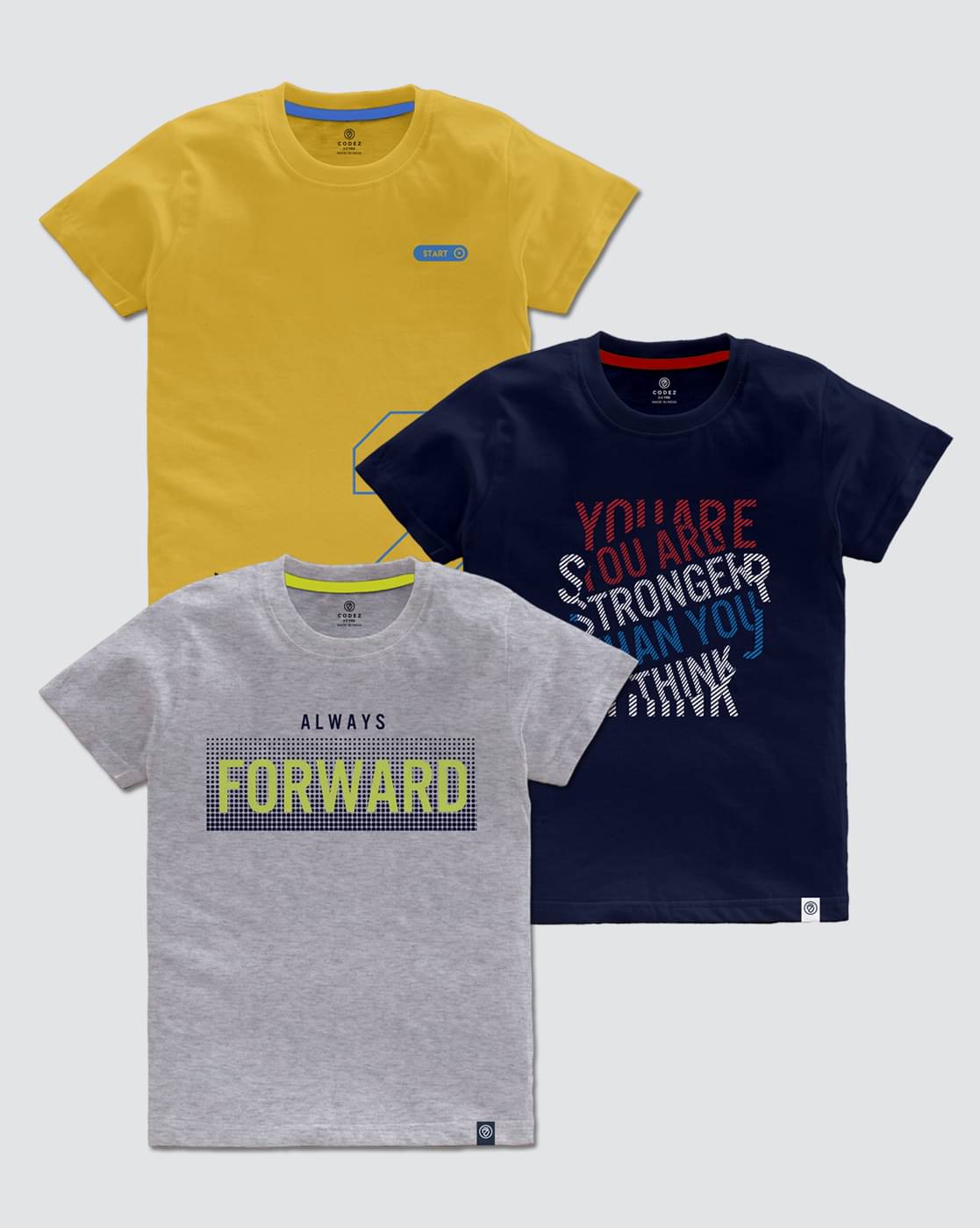     			CODEZ Pack of 3 Boys Cotton Blend T-Shirt ( Multi Color )