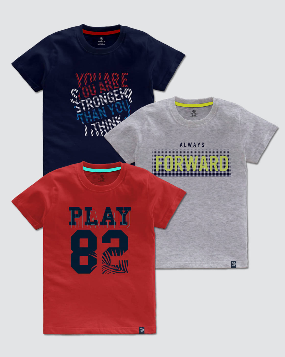     			CODEZ Pack of 3 Boys Cotton Blend T-Shirt ( Multi Color )