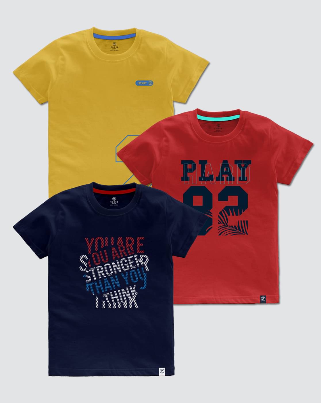     			CODEZ Pack of 3 Boys Cotton Blend T-Shirt ( Multi Color )