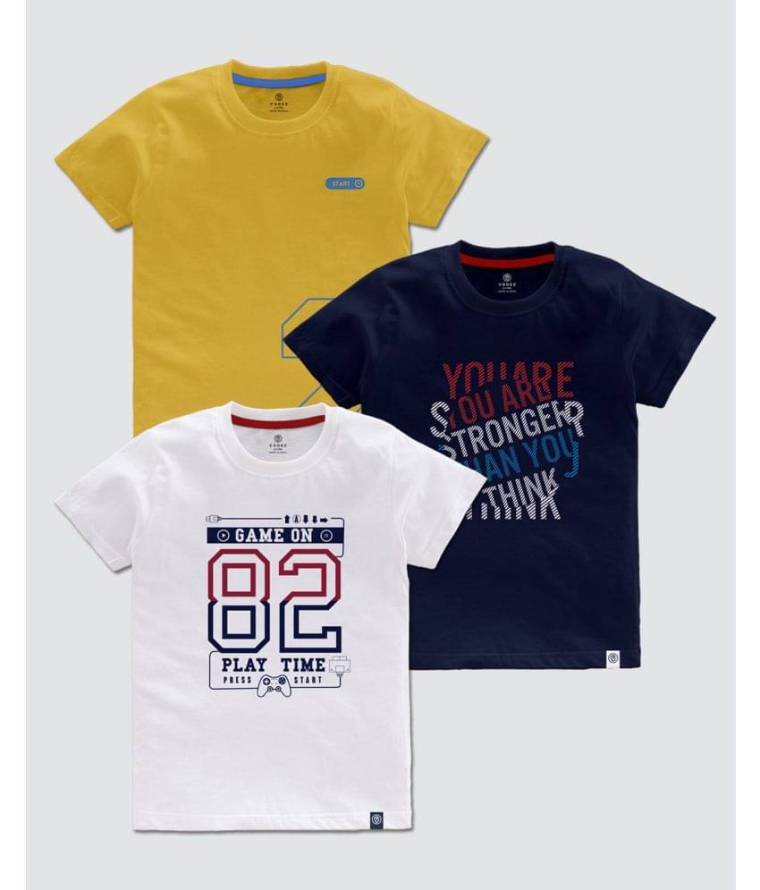     			CODEZ Pack of 3 Boys Cotton Blend T-Shirt ( Multi Color )