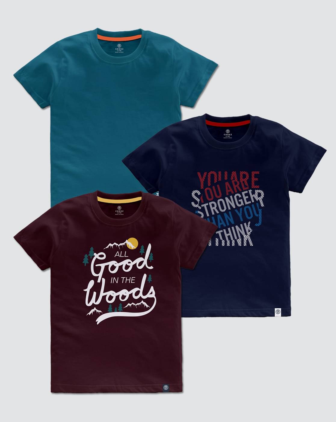    			CODEZ Pack of 3 Boys Cotton Blend T-Shirt ( Multi Color )