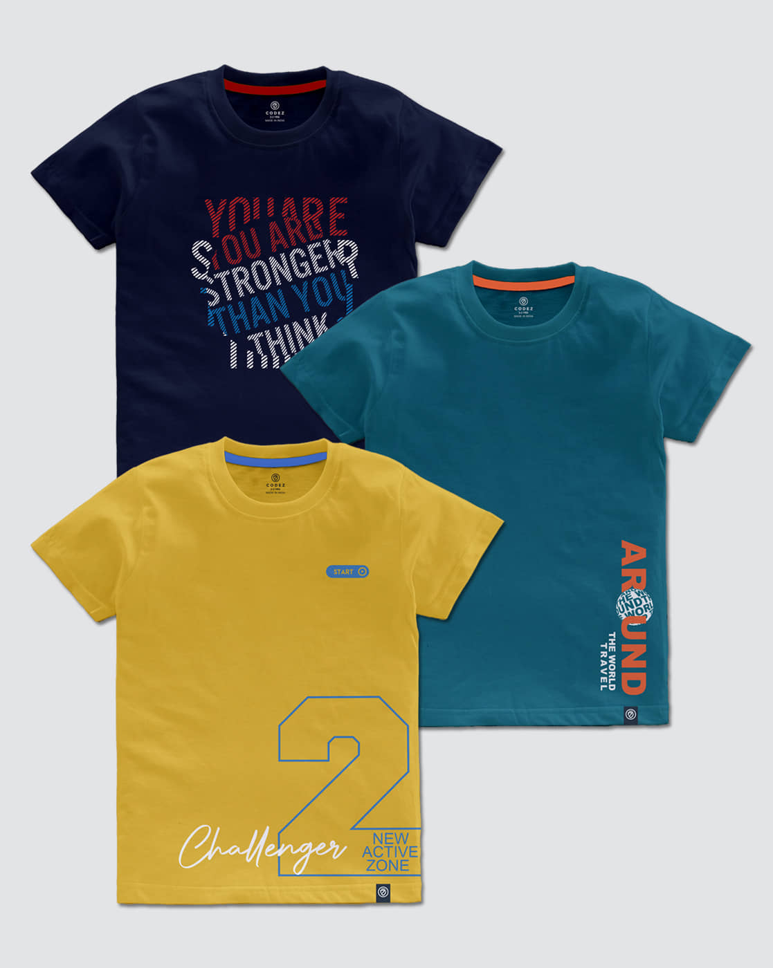 CODEZ Pack of 1 Boys Cotton Blend Polo T-Shirt ( Multi Color )