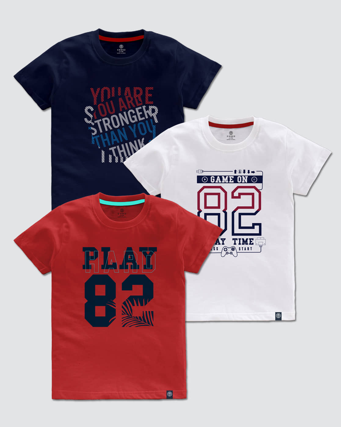 CODEZ Pack of 1 Boys Cotton Blend T-Shirt ( Multi Color )