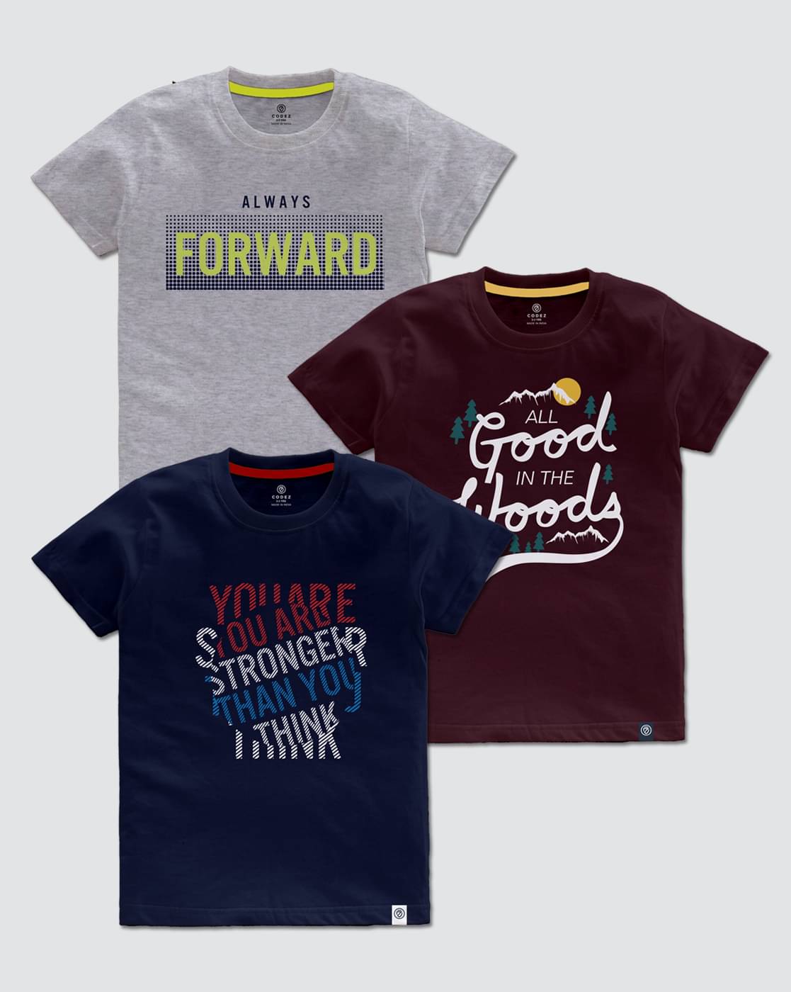    			CODEZ Pack of 3 Boys Cotton Blend T-Shirt ( Multi Color )
