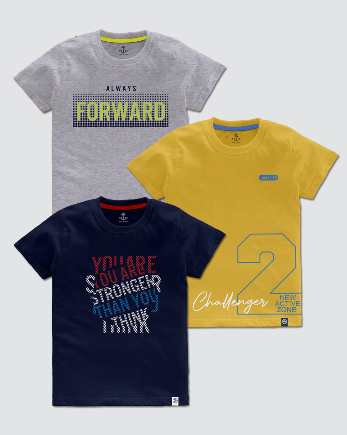     			CODEZ Pack of 3 Boys Cotton Blend T-Shirt ( Multi Color )