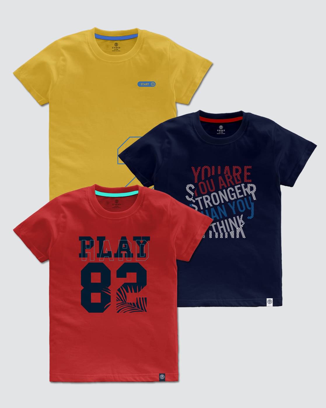     			CODEZ Pack of 3 Boys Cotton Blend T-Shirt ( Multi Color )