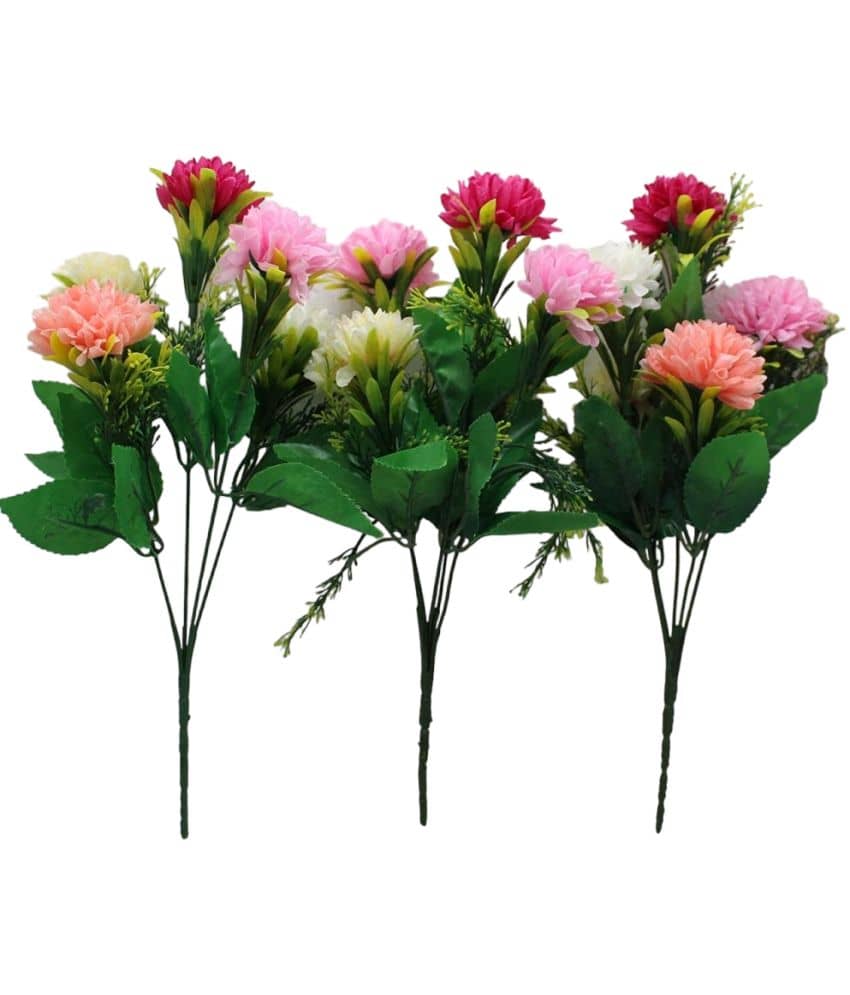 Hidooa - Multicolor Dahlia Artificial Flowers Bunch ( Pack of 3 )