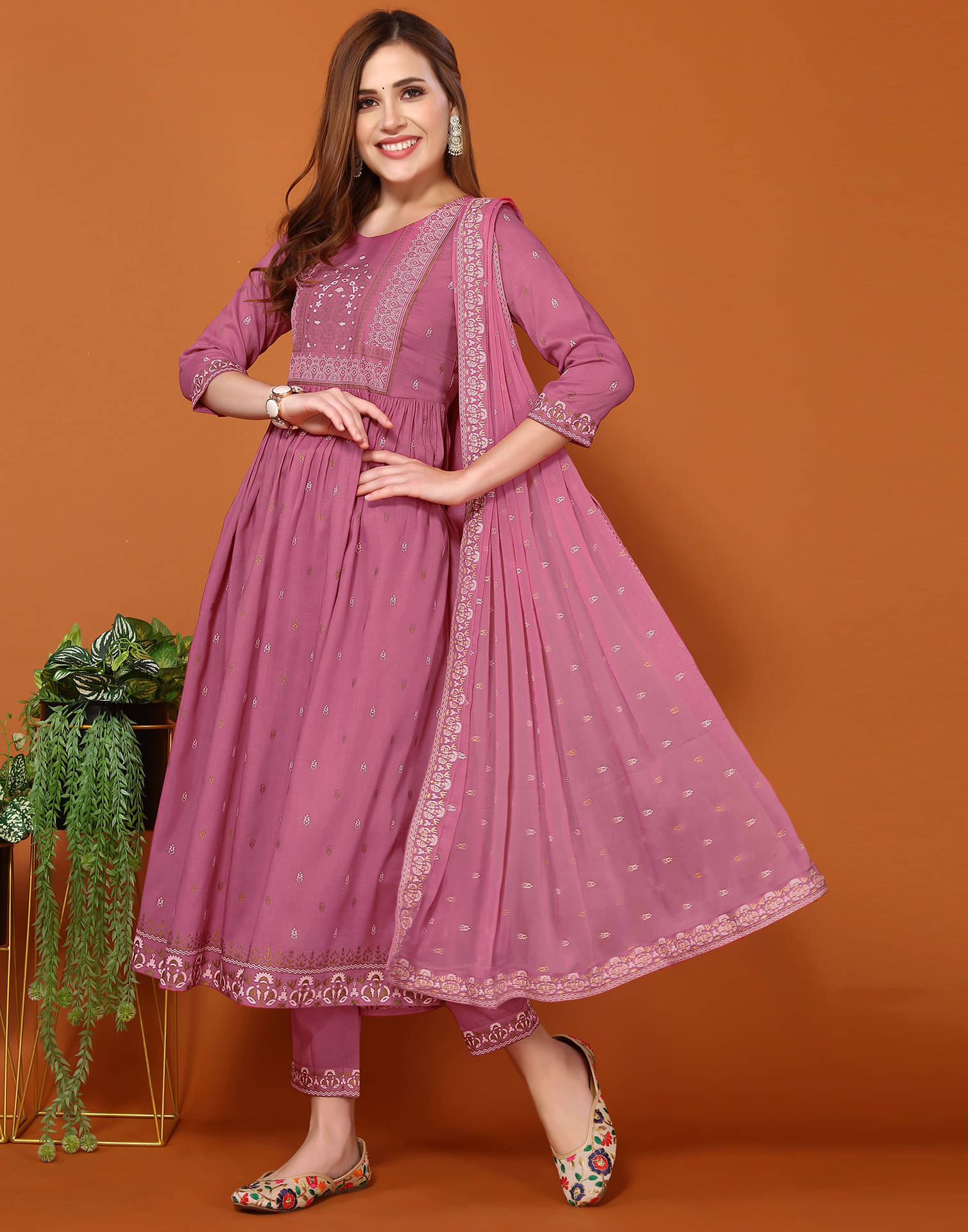 Skylee Chiffon Printed Kurti With Pants Women's Stitched Salwar Suit - Pink ( Pack of 1 ) Skylee Chiffon Printed Kurti With Pants Women's Stitched Salwar Suit - Pink ( Pack of 1 )