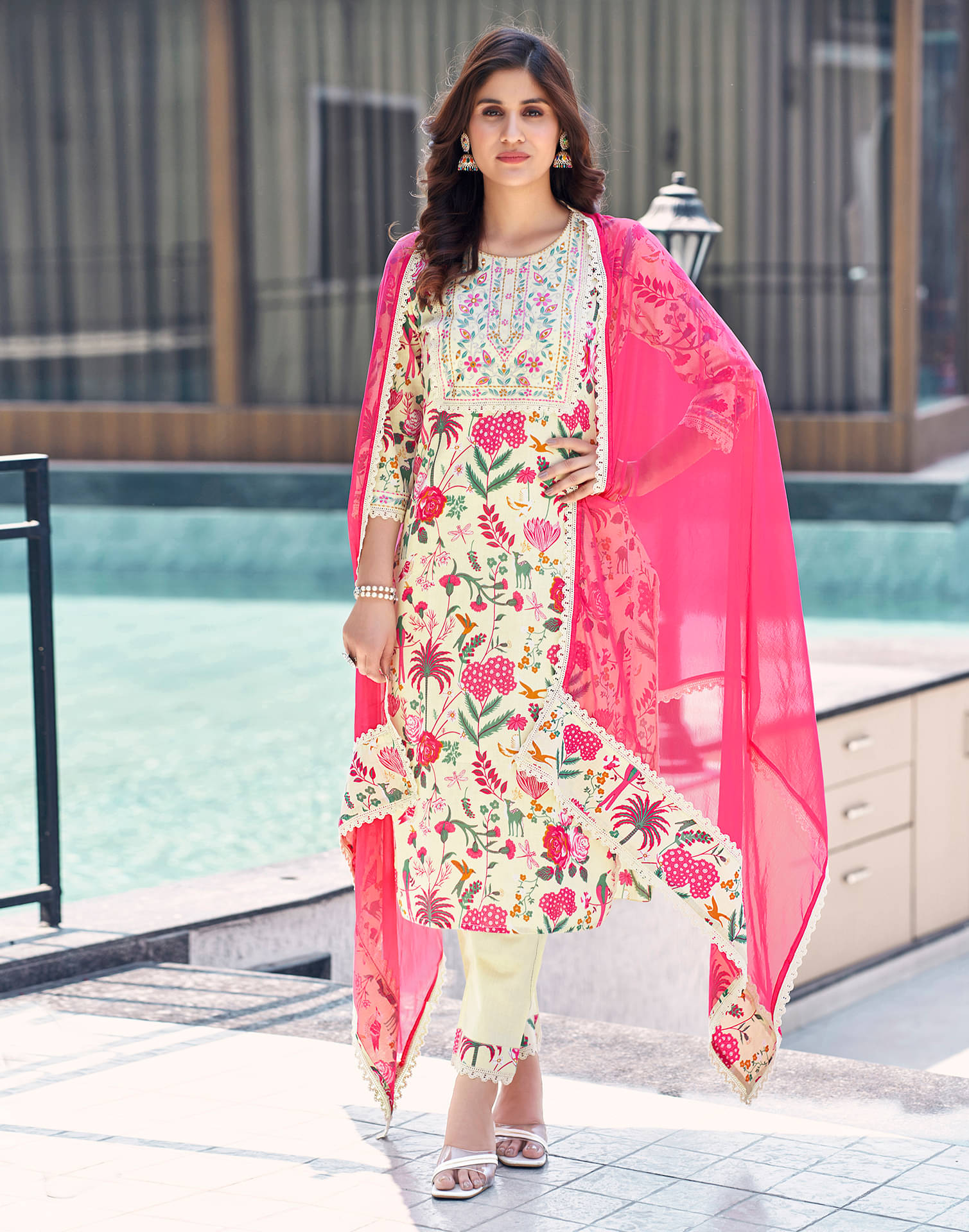 Skylee Cotton Embroidered Kurti With Pants Women's Stitched Salwar Suit - Multicolor ( Pack of 1 ) Skylee Cotton Embroidered Kurti With Pants Women's Stitched Salwar Suit - Multicolor ( Pack of 1 )