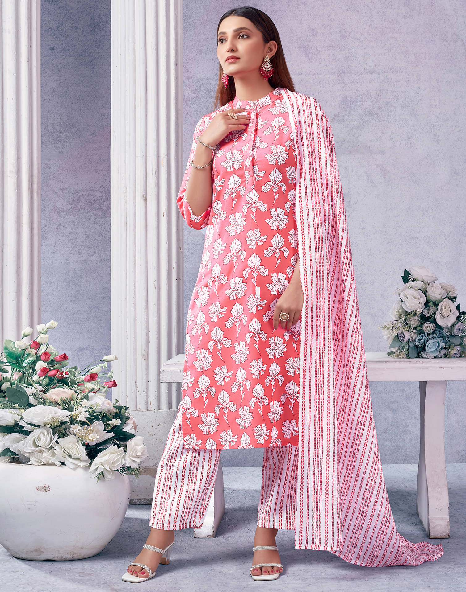 Skylee Rayon Printed Kurti With Pants Women's Stitched Salwar Suit - Pink ( Pack of 1 ) Skylee Rayon Printed Kurti With Pants Women's Stitched Salwar Suit - Pink ( Pack of 1 )