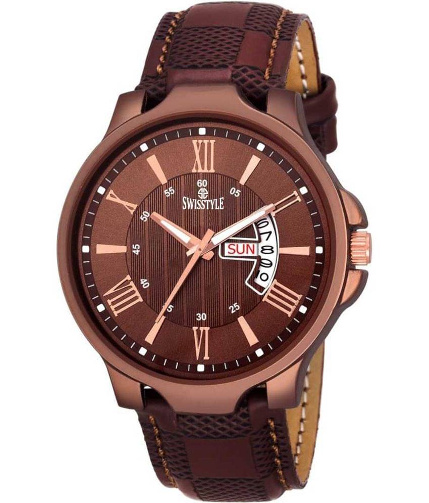     			Swisstyle Brown Leather Analog Men's Watch