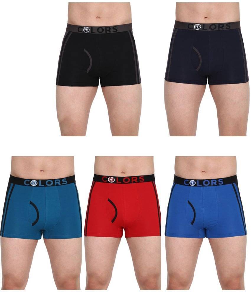 COLORS by Rupa Frontline Multicolor Cotton Men's Trunks ( Pack of 5 ) COLORS by Rupa Frontline Multicolor Cotton Men's Trunks ( Pack of 5 )