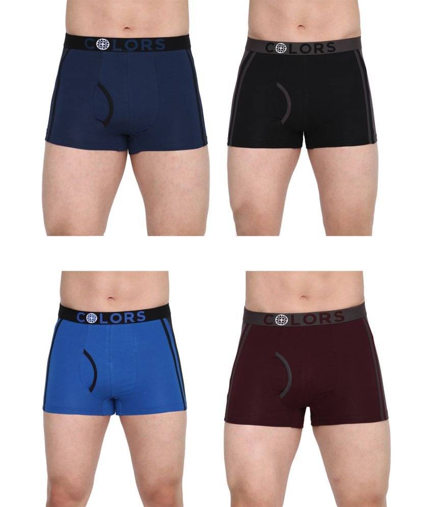 COLORS by Rupa Frontline Multicolor Cotton Men's Trunks ( Pack of 4 ) COLORS by Rupa Frontline Multicolor Cotton Men's Trunks ( Pack of 4 )