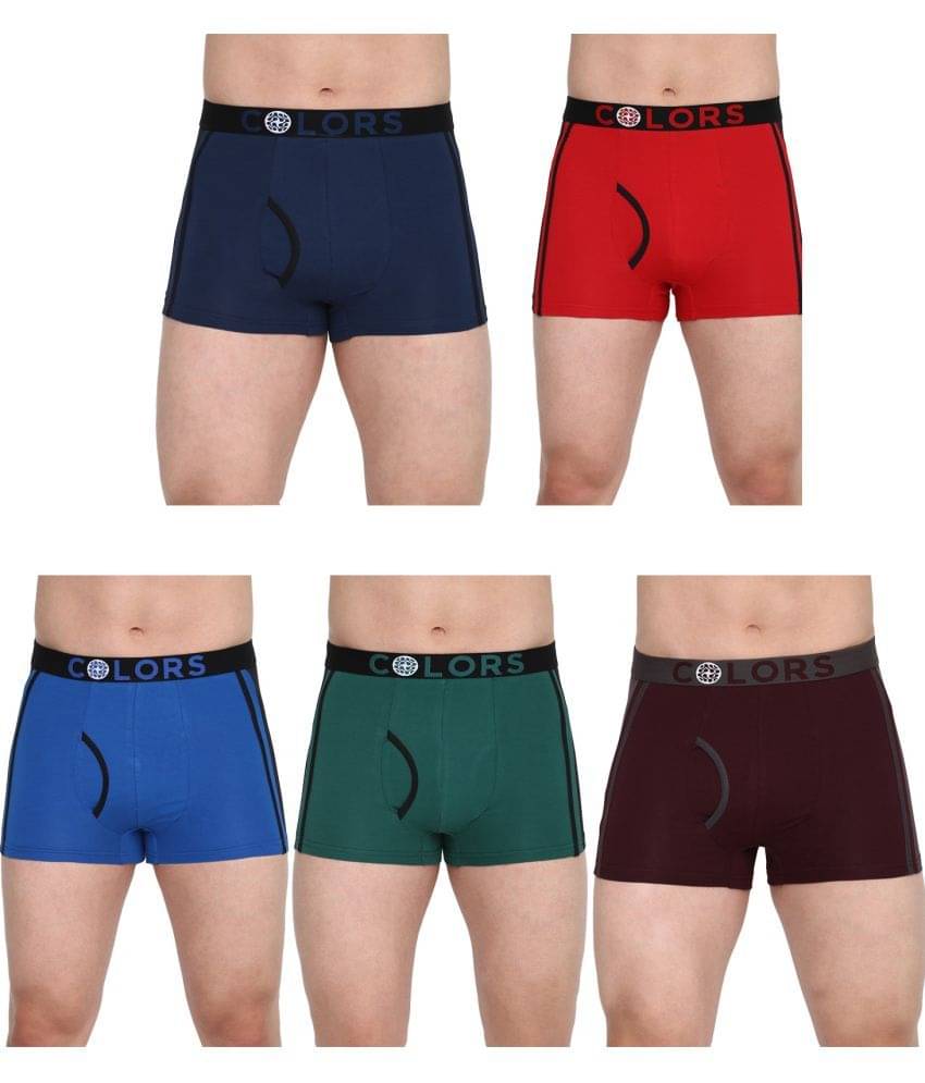 COLORS by Rupa Frontline Multicolor Cotton Men's Trunks ( Pack of 5 ) COLORS by Rupa Frontline Multicolor Cotton Men's Trunks ( Pack of 5 )
