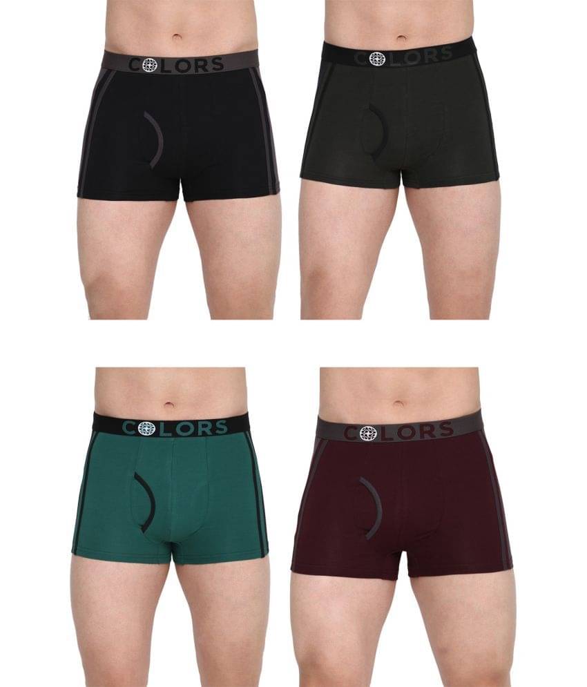 COLORS by Rupa Frontline Multicolor Cotton Men's Trunks ( Pack of 4 ) COLORS by Rupa Frontline Multicolor Cotton Men's Trunks ( Pack of 4 )