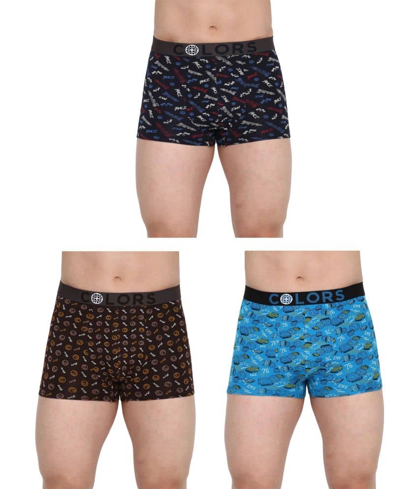 COLORS by Rupa Frontline Multicolor Cotton Men's Trunks ( Pack of 3 )