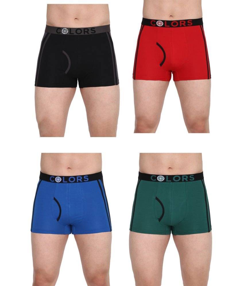 COLORS by Rupa Frontline Multicolor Cotton Men's Trunks ( Pack of 4 ) COLORS by Rupa Frontline Multicolor Cotton Men's Trunks ( Pack of 4 )