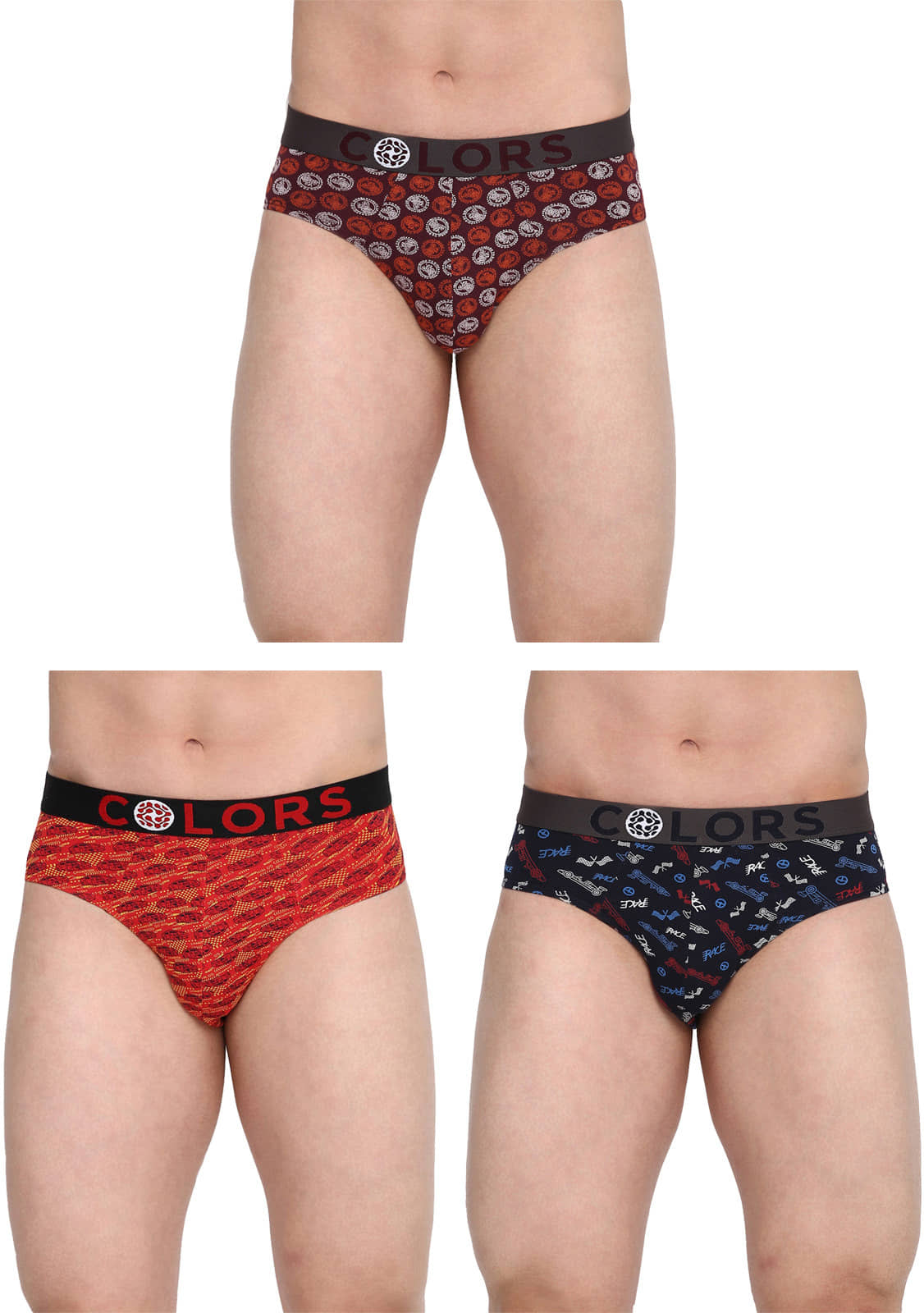 COLORS by Rupa Frontline Multicolor Cotton Men's Briefs ( Pack of 3 )