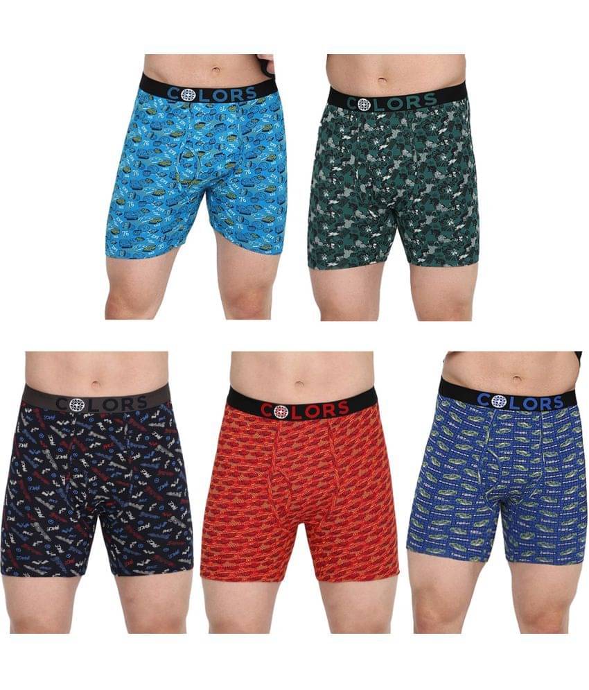 COLORS by Rupa Frontline Multicolor Cotton Men's Trunks ( Pack of 5 ) COLORS by Rupa Frontline Multicolor Cotton Men's Trunks ( Pack of 5 )