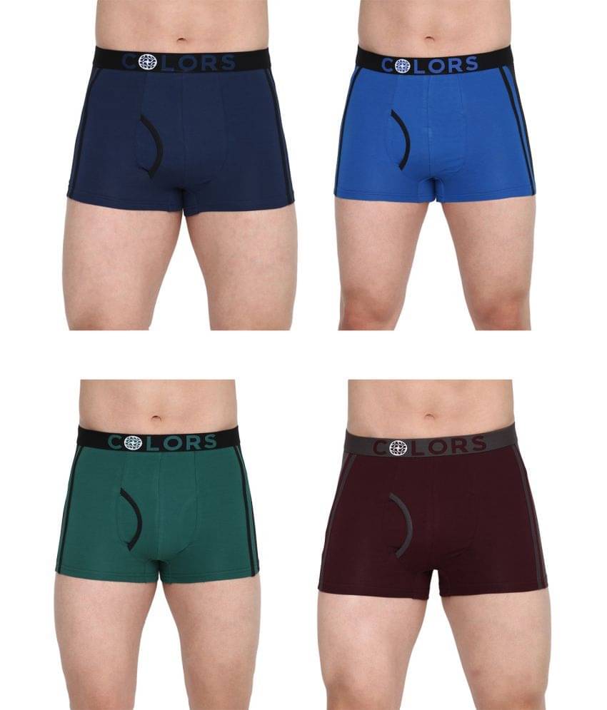 COLORS by Rupa Frontline Multicolor Cotton Men's Trunks ( Pack of 4 ) COLORS by Rupa Frontline Multicolor Cotton Men's Trunks ( Pack of 4 )