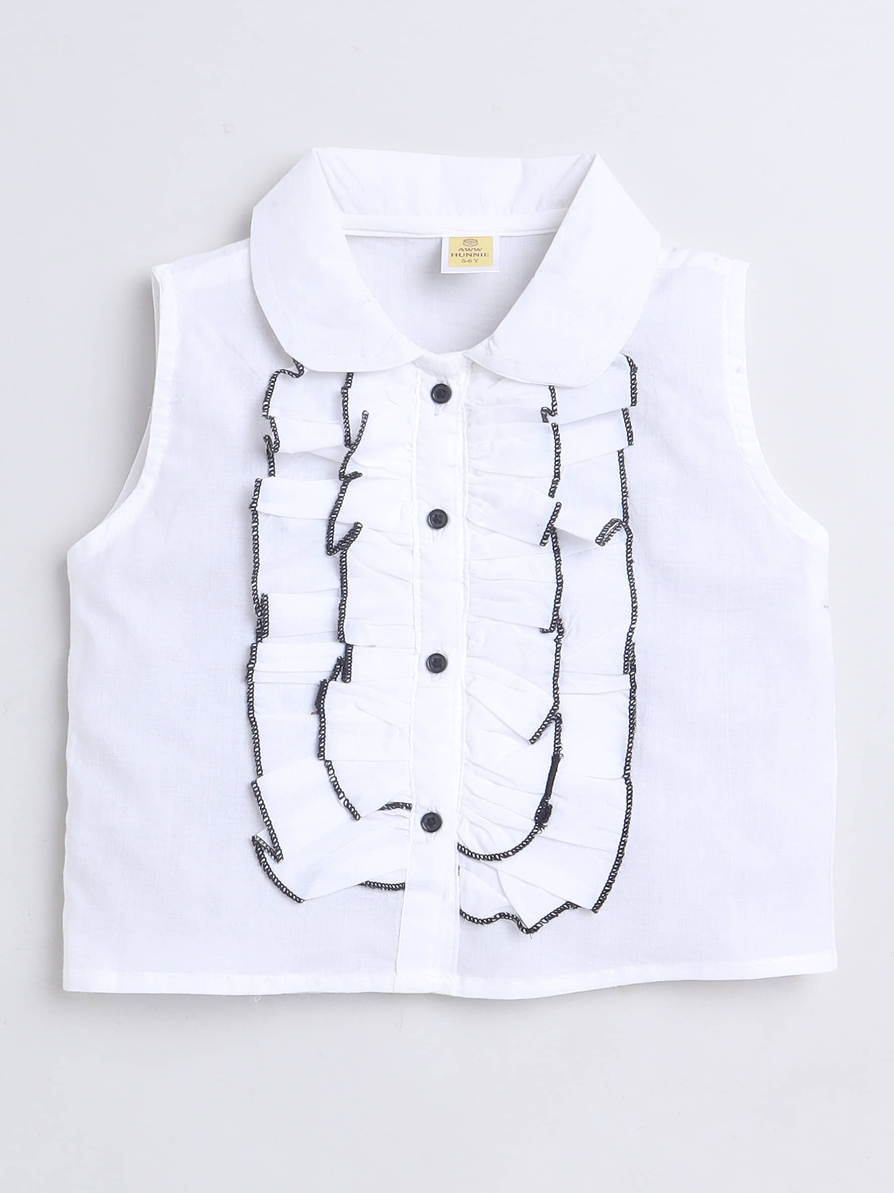 Aww Hunnie Pack of 1 Girls Cotton Shirt ( White )