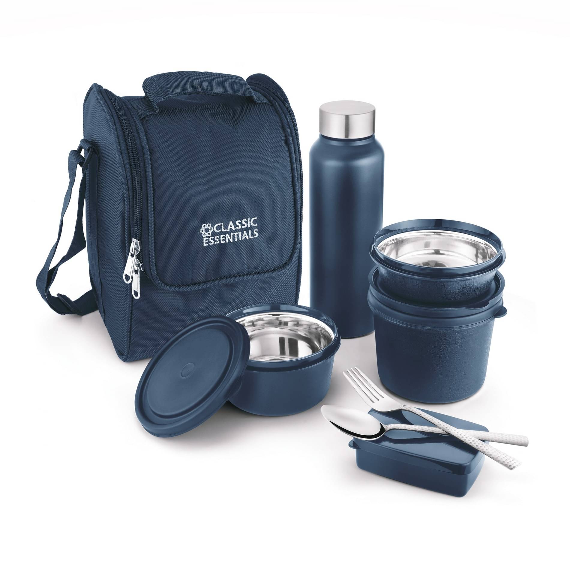     			Classic Essentials Supreme lunh box with Bottle Stainless Steel Insulated Lunch Box 4 - Container ( Pack of 5 )