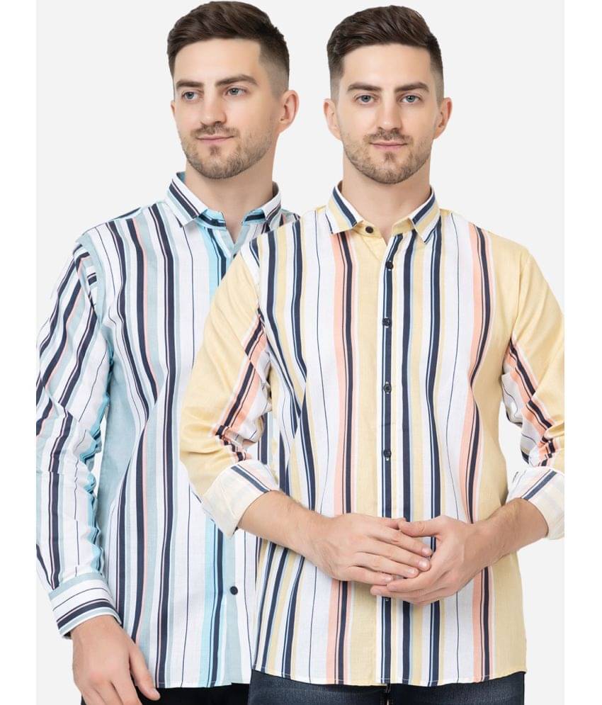 FREKMAN 100% Cotton Regular Fit Striped Full Sleeves Men's Casual Shirt - Multi ( Pack of 2 ) FREKMAN 100% Cotton Regular Fit Striped Full Sleeves Men's Casual Shirt - Multi ( Pack of 2 )