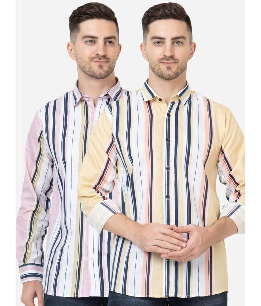     			FREKMAN 100% Cotton Regular Fit Striped Full Sleeves Men's Casual Shirt - Multi ( Pack of 2 )