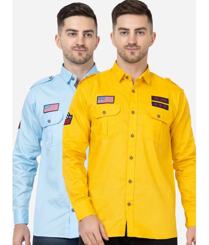 FREKMAN 100% Cotton Regular Fit Solids Full Sleeves Men's Casual Shirt - Multi ( Pack of 2 )     			FREKMAN 100% Cotton Regular Fit Solids Full Sleeves Men's Casual Shirt - Multi ( Pack of 2 )