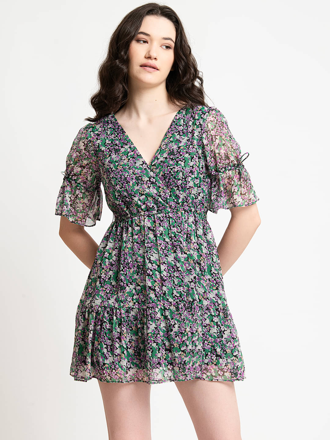 June 9 Clothing Women Chiffon Printed Fit & Flare Dress ( Multicolor ) June 9 Clothing Women Chiffon Printed Fit & Flare Dress ( Multicolor )