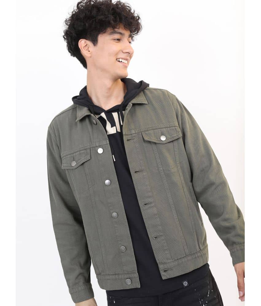 Ketch Cotton Men's Denim Jacket - Olive ( Pack of 1 ) - Jackets & Coats | Buy online on ZillyBuy