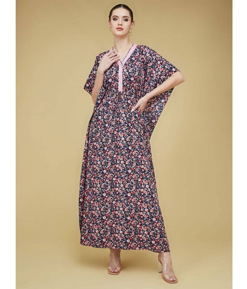 Life with Pockets Rayon Printed Ankle Length Women's Kaftan - Multicolor ( Pack of 1 ) Life with Pockets Rayon Printed Ankle Length Women's Kaftan - Multicolor ( Pack of 1 )