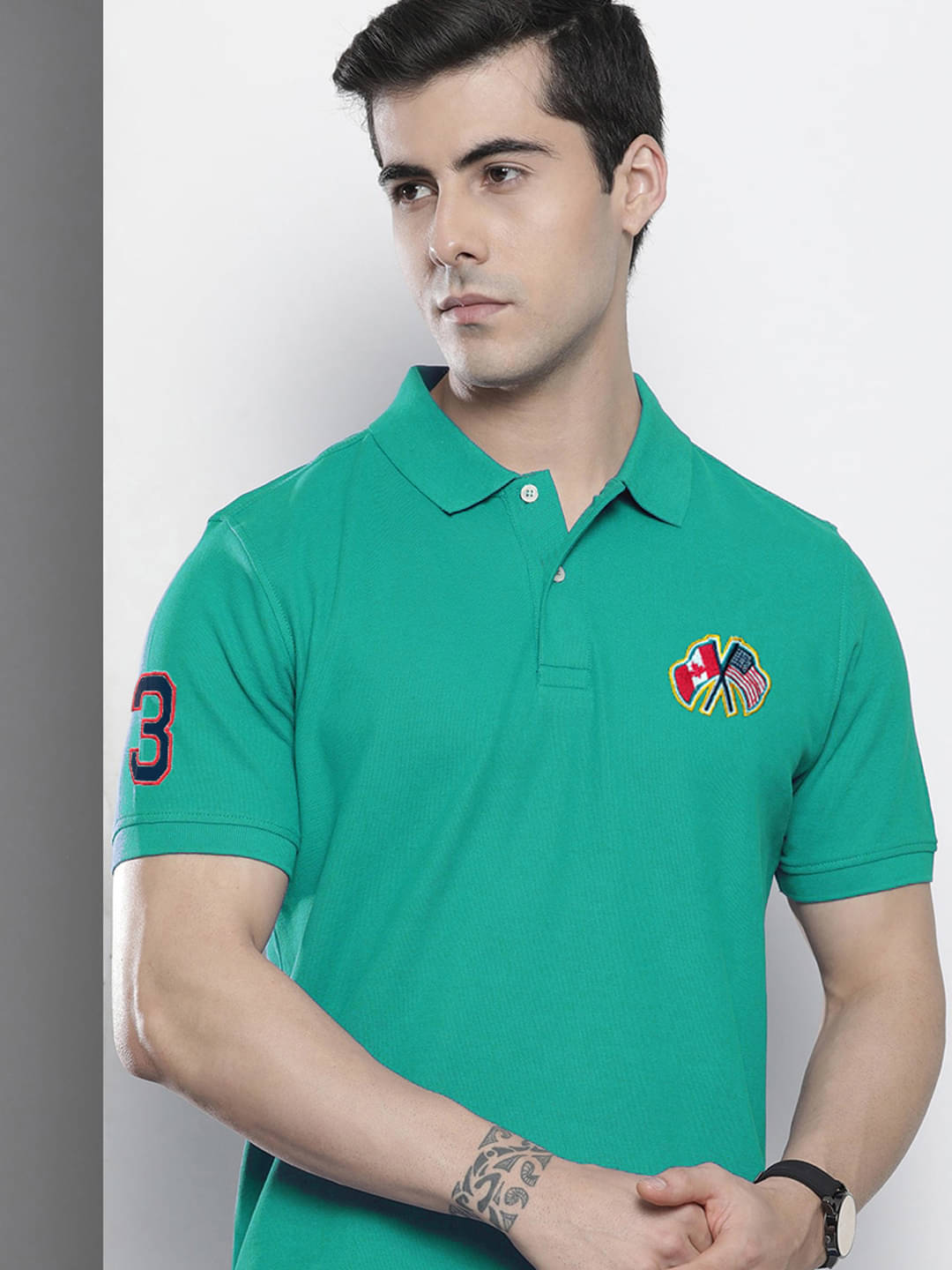     			Merriment Pack of 1 Cotton Blend Regular Fit Embroidered Half Sleeves Men's Polo T Shirt ( Green )