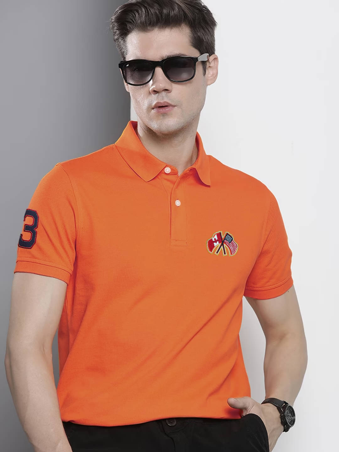     			Merriment Pack of 1 Cotton Blend Regular Fit Embroidered Half Sleeves Men's Polo T Shirt ( Orange )