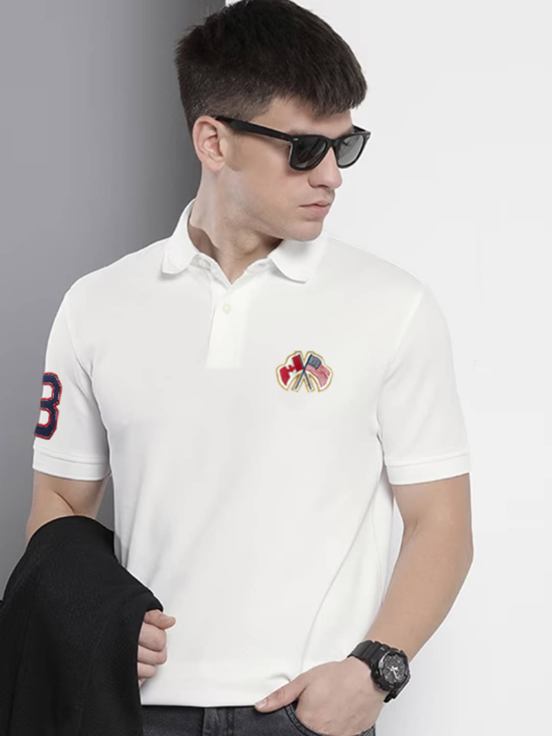     			Merriment Pack of 1 Cotton Blend Regular Fit Embroidered Half Sleeves Men's Polo T Shirt ( White )
